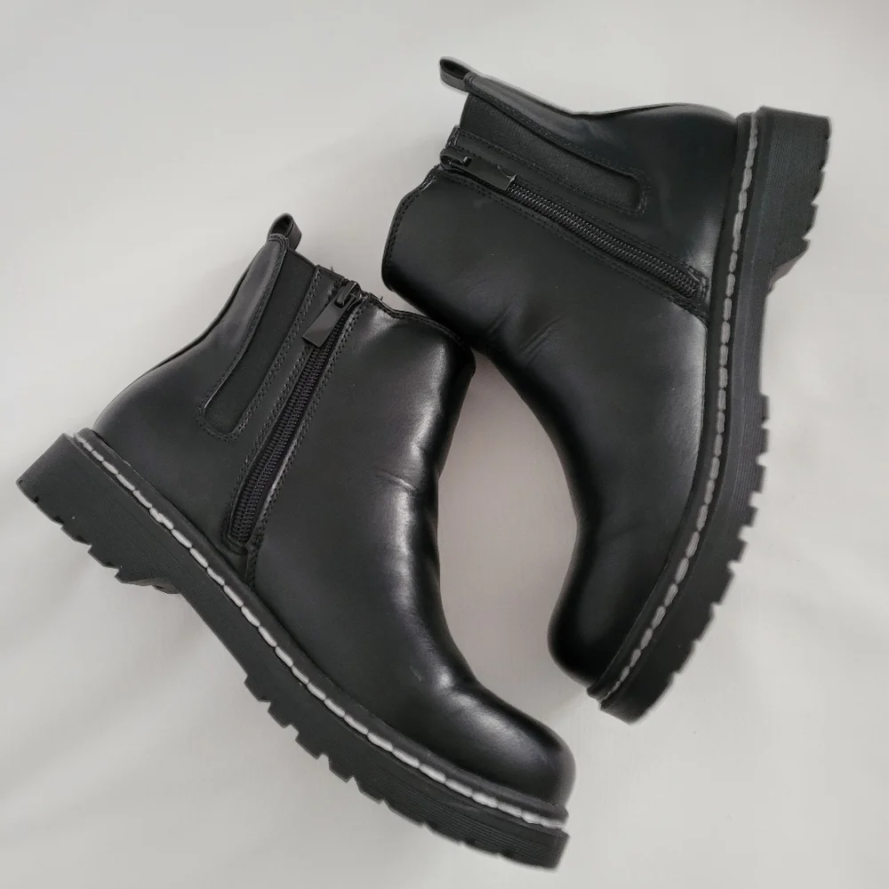 Torrid || 7.5 WW Black Faux Leather Chelsea Lug Sole Bootie - Picture 8 of 11